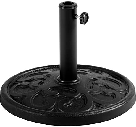 Yaheetech Pied de Parasol 10 kg Socle de Parasol en Résine Ø44,5 cm Porte-Parasol Effet Métal Style Vintage Terrasse Piscine Patio Jardin Restaurant Noir