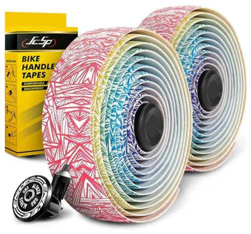 Kakveiai Ruban de Guidon, Vélo de Route Ruban, pour Bouchons D'extrémité et Bandes Adhésives incluses - Confortable， Antidérapante et Facile à Poser(Multicolore)