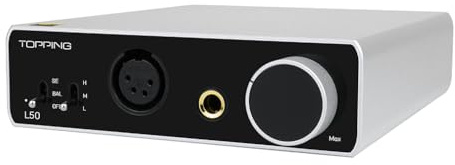 AOSHIDA TOPPING L50 NFCA Balanced Headphone Amp, TRS/RCA to 6.35mm/4-Pin-XLR Headphone Amps, 3500mW×3500mW Headphone Amplifier, TRS/RCA Passthrough Output Amplifiers for IEMs/Headphones (Silver)
