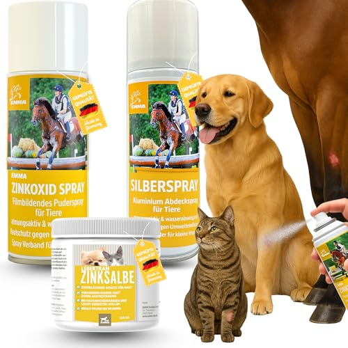 Spray argenté pour chien + spray zinc pour animaux + pommade au foie de morue I Spray pour protéger les plaies I Silver Spray cicatrisation des plaies I Zinc Spray spray I Pommade au zinc pour soins
