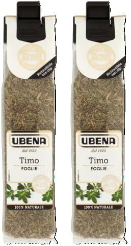 UBENA, Timo in Foglie, Gusto Intenso,Ideale per Insaporire Carni e Formaggi, Formato Clip Sachet da 11 gr (Confezione da 2)