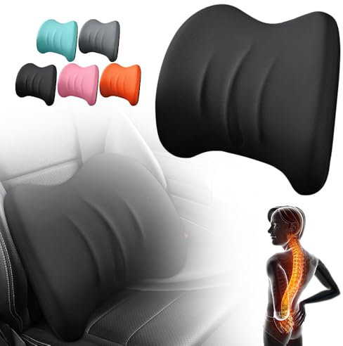 Ergonomische Kopfstütze und Lendenkissen, Memory Foam lordosenstütze auto, Ideales Rückenkissen für lindert Rückenschmerzen und Lordosenstütze, für Bürostühle Autositze (Schwarz, B-Lumbalkissen)