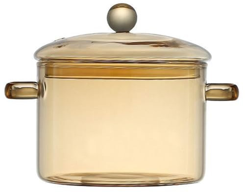 Juego de Utensilios de Cocina de Vidrio Resistentes al Calor, ollas de Vidrio para cocinar, Bote de Fuego Lento de de borosilicato de 1.5 l/50 oz de Altura con Tapa, macetas seguras de Estufa