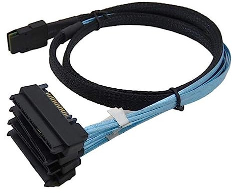 Happyyami 0.5m Cable Mini Sas Con Conector Recto y Cierre De Inoxidable Para Conexión Interna Ssd y Compatible Con Controladores y Pcie Cable De Datos Fiable Para Almacenamiento