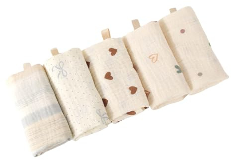 Asciugamani per il viso in cotone, multiuso Burp, 23 x 23 cm, bavaglini quadrati per ragazzi e ragazze, 5 panni in cotone per bambini