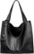 Caspar Große Damen Leder Schultertasche XL Shopper mit praktischer Innenaufteilung - PREMIUM LINE - Modell No.832 - Made in Italy, Farbe:schwarz