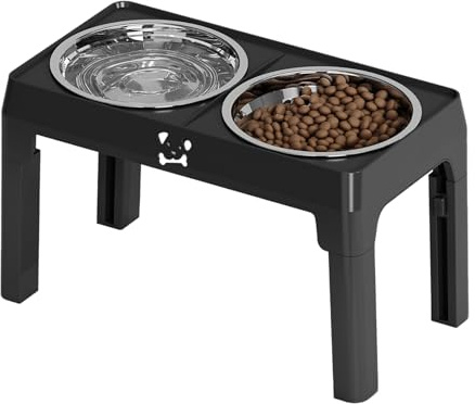 ZHUMCCY Comederos Elevados para Perros,Soportes Elevadores para Platos De Mascotas | Estación De Alimentación Antideslizante con 5 Alturas Ajustables para Razas Pequeñas Medianas Grandes Perros