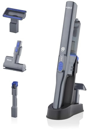 Swan SC15829N Dustmaster Pro Cordless Handheld Vacuum Cleaner, HEPA Filter, Pet Turbo Tool, 35 Min Runtime, Docking Station, Lightweight, 14.8V, 200W, Black