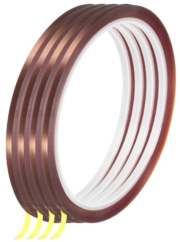 QUARKZMAN Nastro Termico, 4 Rotoli 3mmx33m 108ft Nastro Resistente Al Calore Ad Alta Temperatura Per Sublimazione, Pressa Termica, Trasferimento Di Calore, Saldatura, Circuito Stampato