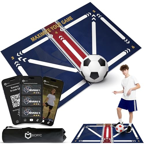 BIORYC ® Fotboll Diatomy Träningsmatta + Video Träning Träning + Väska | Halkfri Skicklighetsmatta 60 x 90 cm från ditt favoritlag | Gåvor Nattvard (PAR_FBA)