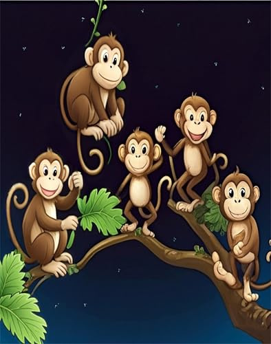 500 Pieces Puzzles for Adults - Nature Animal Four Cute Monkeys on The Tree Branch Art Funny Puzzles Brain Challenge Educational Game Relaxation Pastime Entertainment Activity Decorative Puzzle