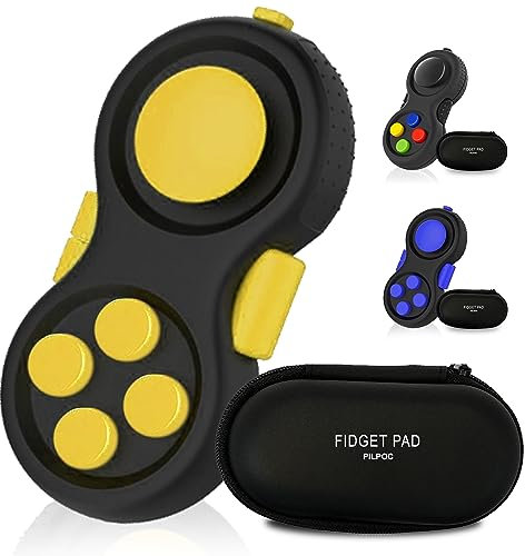 PILPOC Fidget Pad (Nero e Mix) – Fidget Toys per Adulti e Bambini a Forma di Controller con Pulsanti – Giochi Antistress con Custodia Protettiva – Stress Controllers Ideale per Ansia