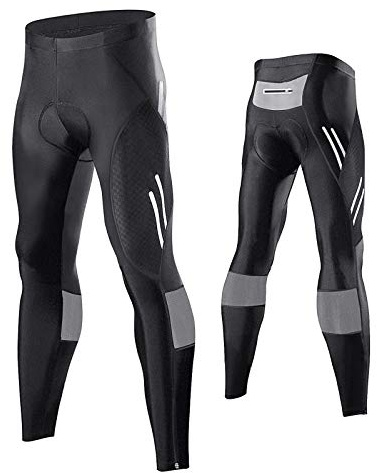MEETWEE Cyclisme Pantalons Homme, Respirant 3D Gel Silicone Long Bike Compression Leggings Cycliste Pantalon de Vélo Pantalon - Gris -XL