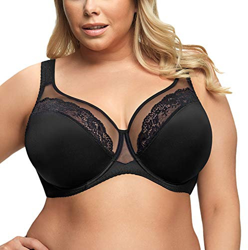 Gorsenia Dame Soft BH Bügeln Nicht Gepolstert Voll-Cup Große Brüste K441 Luisse, Schwarz,95F