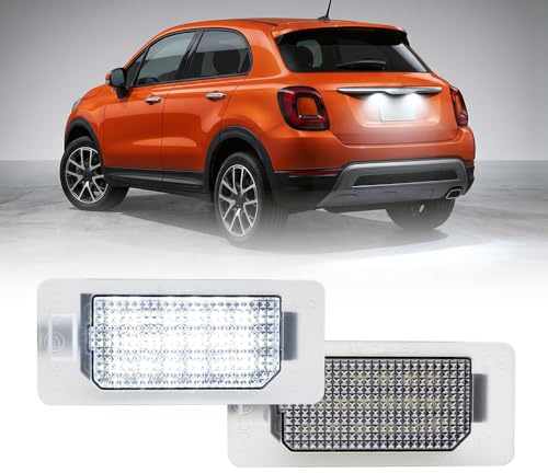 NSLUMO Luci Targa LED Kit 2 pezzi per Fi.at 500X 2014 2015 2016 2017 2018, Luce Posteriore Bianca per Targa e Fanale Posteriore Accessori Auto, Canbus Error-Free