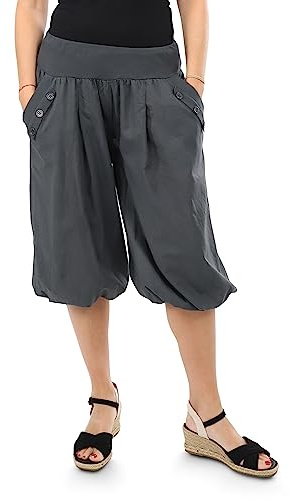 Malito – Pantalones pirata para mujer – Pantalones cortos Unisize bombachos de algodón – ligeros y cómodos pantalones de tela para días cálidos – Pantalones finos Aladino para el verano 23286P (Talla: