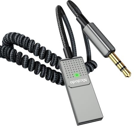 Mcdodo Ricevitore Bluetooth 5.3 Adattatore Bluetooth Aux da 3,5mm e Adattatore Audio Wireless USB,Microfono Integrato Microfono Incorporato Cavo Lungo,Ricevitore Audio Plug & Play per Stereo Casa