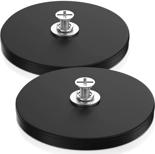 Imanes de Neodimio Recubiertos de Goma, Imanes Recubiertos de Goma Fuertes Antideslizantes, Fuerza de Sujeción 45 kg Ø 88 mm con Base de Montaje Magnética de Rosca Interna M4 para Tiras de Luces 2p