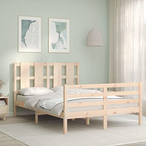 Gecheer Massiv träsäng, träsäng, massivt trä, säng, dubbelsäng/enkelsäng, balksäng, sängram, sängram, ribbotten med sänggavel 120 x 200 cm