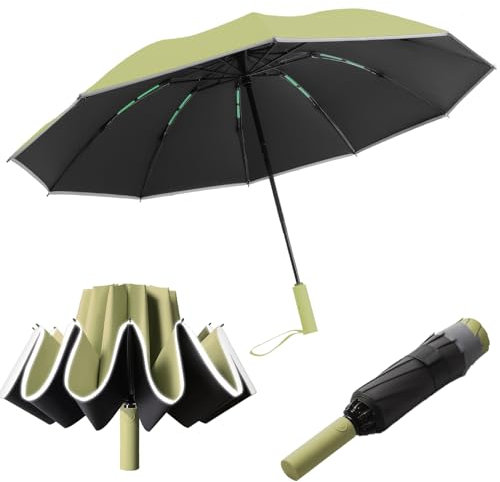 Oziral Regenschirm Sturmfest Taschenschirm Wetterfest Automatisch 50+ 99% UV-Schutz öffnend Zusammenklappbar Golfgröß belüftet Winddicht Verstärkt Doppellagiger Regenschirm, Damen Herren