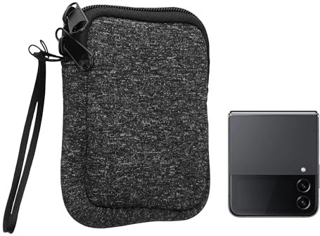 kwmobile Handytasche für Faltbare Smartphones XXS - 3/3,5 - Neopren Hülle Anthrazit Weiß - XS Handy Tasche 10 x 8 x 2 cm Innenmaße - Mini Geldbörse