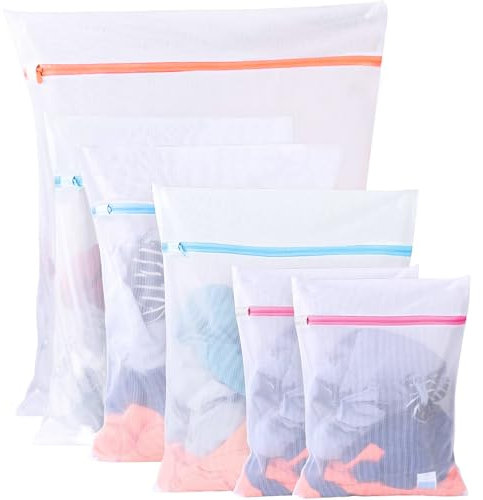 Dantolo 6 Pezzi Sacchetti Rete Biancheria, 3 Misure Retina Borse Per Lavatrice, Per Prevenire Deformazioni E Pieghe Dei Vestiti, Sacchetto Lavanderia Con Cerniera Per Maglioni, Camicie, Intima, Calze