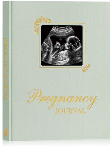 Lanpn Mon Journal de Grossesse, Livre Grossesse pour Future Maman, Carnet Grossesse 156 pages, Souvenirs Bébé Naissance, Cadeau Femme Enceinte Pregnancy Future Parents, Anglais, Vert Sauge