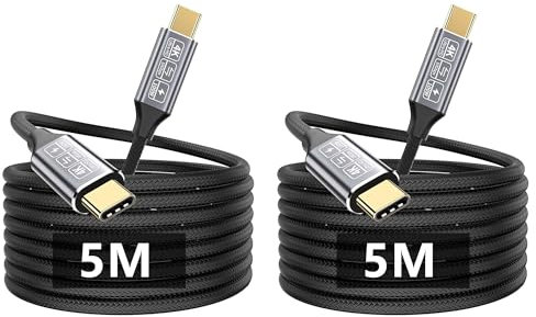 CAKOBLE 2Pack 5m usb c cable,[10Gbps,100W,4K@144Hz] USB 3.1 Compatible Thunderbolt 4 Cable/Thunderbolt 3 5K@60Hz usb c monitor cable For iPhone16,MacBook,Samsung 24,SSD,eGPU,Laptops,Display,Monitor