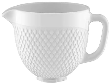 Bowls for Mixer， Tilt-Head Bowl,4.5-5QT,Compatible for Kitchenaid Artisan 5KSM125, 5KSM150, 5KSM175, 5KSM7580, KSM150, RRK150,Ceramics Glass(White Ceramic)