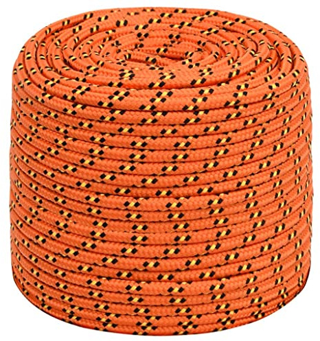Corde de bondage - Corde à linge en polypropylène - 6 mm - 100 m - Pour jardin, bricolage, décoration, groupage et camping - Orange