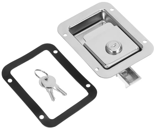 TEHAUX Serratura Maniglia Paddle in Acciaio Inox con Chiave Chiavistello Antifurto per Porte e Armadietti Blocco Pesante per Veicoli e Casse Attrezzi