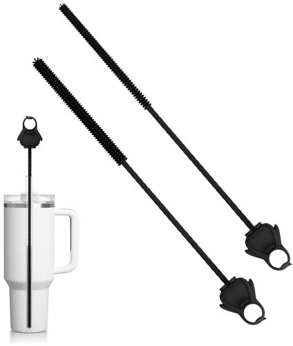 Silikonhalmborste, 6 mm och 9 mm sugrör, kompatibel med glas, metall och plastsugrör (2 st, pingvin, svart)