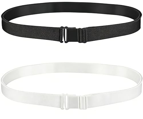 KNUIUYY 2 Piezas Cinturón Elástico de Alta Elasticidad para Mujeres, Ajustable con Hebilla plana, Elástico Fuerte Duradero, Cómoda y Elegante, para Jeans, Vestidos, Pantalones, Accesorios