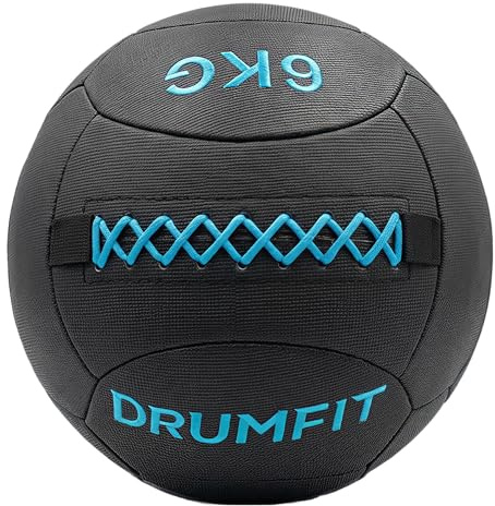 Cecotec Balones Medicinales Wall Ball de 6 o 9Kg Drumfit WALLPRO-KV. Relleno de Arena y Kevlar, Agarre Mejorado, Resistente al Agua y Sudor, Costuras Reforzadas, Ideal para Fuerza y Cross Training