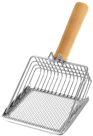 Kattströspade - hundspade i metall - kattsandspade - lätt att rengöra non-stick med trähandtag för inomhusbruk - hållbar