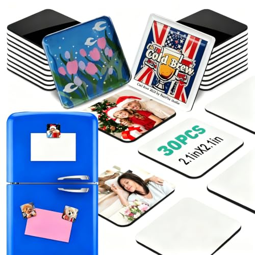 Juego de 30 imanes acrílicos personalizados para frigoríficos, cuadrados transparentes hechos a mano con lámina magnética, estilo Instagram, para manualidades, imanes de nevera y proyectos de imanes