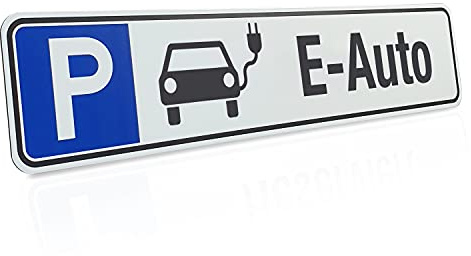 Betriebsausstattung24 Parkplatzschild „E- Auto“ - Aluverbundplatte - Kennzeichen-Format - B x H 52,0 x 11,0 cm