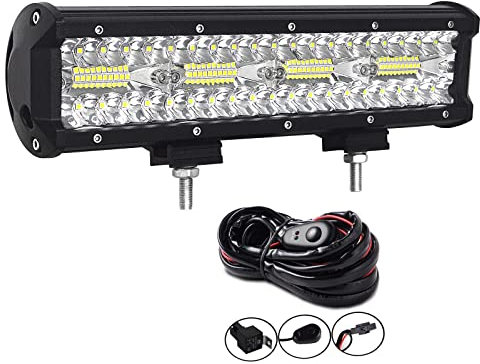 AUXTINGS 30 cm 240W Triple Fila 8D camper furgoneta barra led 4X4 luz de la barra LED Spot Inundación Combo Beam + Kit de arnés de cableado DC 12V-24V 6000K para vehículos offroad 4x4 ATV UTVS