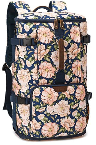 G-FAVOR Rucksack Damen, Reiserucksack Handgepäck Flugzeug, Vintage Canvas Großer Rucksack für 15,6-17,3 Zoll Laptop, für Reise Arbeit Freizeit Schule Trekking Wandern