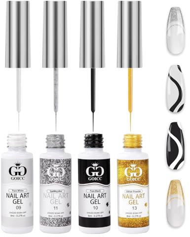 Esmaltes Semipermanentes para Uñas 4pcs 8ml Pintauñas Semipermanentes Gel Semipermanente Uñas Nail Art Gel Paint Nail Art Gel de Arte Lineal DIY