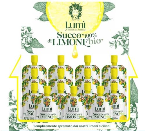 Succo di limone Lumì BIO 100% naturale in espositore da 15 pouch da 90ml
