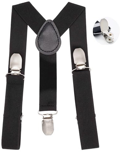WannGe Tirantes en forma de Y para niños con tirantes cómodos ajustables para niños y niñas, Negro, Talla única