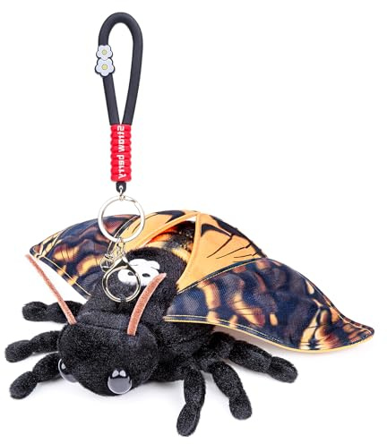 lilizzhoumax Ghost Moth Keychain Plush Toy Luminous Stuffed Animal Bag pendant Realistic Lovely Cute Super Soft Creative Personalized Gift for Kids Bedtime Companion Plushie Collection 7” black