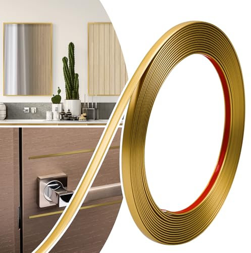 JSIWOTH Selbstklebende Zier- & Wandleisten, 0.6cm x 6M Flexible PVC Kantenschutzleisten für Fenster, Türen, Spiegel & Küchenrückwand - Inkl. Abdeckleisten & Kunststoffleisten