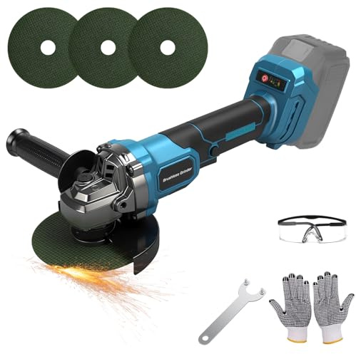 Set di smerigliatrici angolari a batteria, per Makita 18 V, smerigliatrice professionale senza spazzole 16800 rpm, diametro disco 2,5 cm, con chiave per smerigliatrice angolare, smerigliatrice