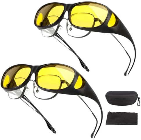Domysia Clairvue - Lunettes de Conduite – Vision Nocturne Optimisée, verres polarisés anti-reflets, protection UV 99%, monture légère ajustable, conduite nuit pluie brouillard faible luminosité