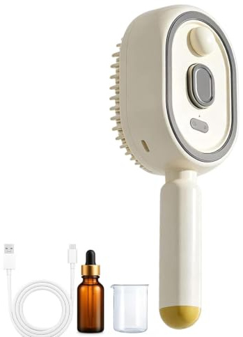 Cepillo alisador pelo eléctrico vapor | Plancha Vapor 2 en 1 para Cabellos | Cepillo pelo antiestático pulverizador agua con aceites & taza medidora | Peine desenredar vapores recargables para hogar