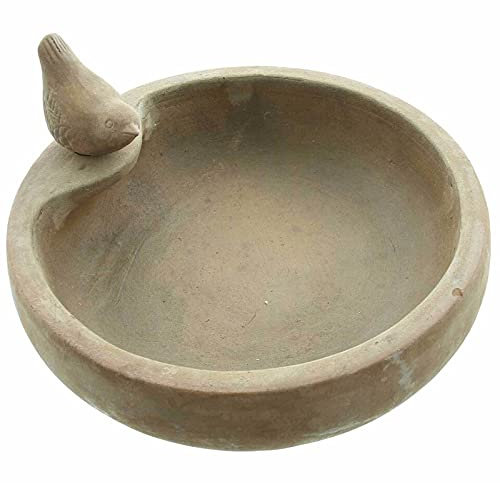 SIDCO Vogeltränke Vogelbad stehend Terracotta beige Wasserstelle Vogel Gartendeko