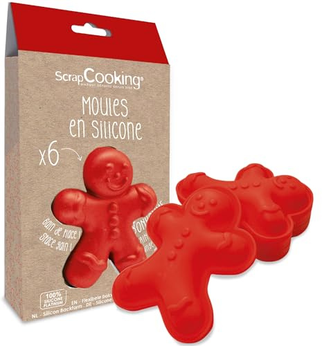 ScrapCooking - 6 Moldes de Silicona “Hombrecitos de Jengibre” - Kit para Pasteles Navideños - Moldes Individuales Flexibles muñeco - Aptos para Horno y Lavavajillas - Pastelería Regalo Cocina - 2911