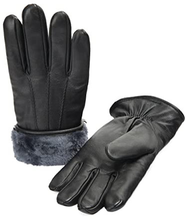 Zessano Herren Winterhandschuhe – Premium Lammfell Innenfutter & 100% Nappaleder Außen, warm, wasserabweisend, elegante Lederhandschuhe, Schwarz, Größe XXL